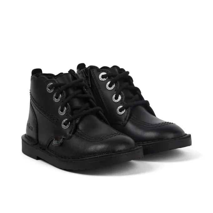 Adlar Hi Scallop Lederstiefel für Mädchen, schwarz