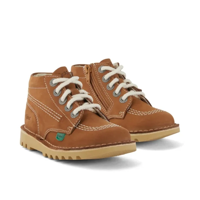 Baby Unisex Kick Hi Zip Nubuk Hellbraun