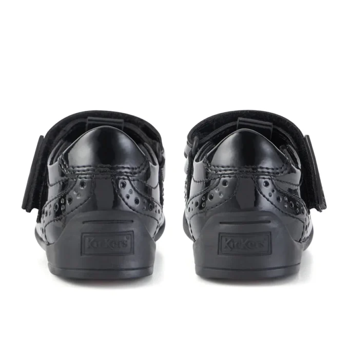 Bridie Brogue T-Vel Lackleder für Mädchen, schwarz