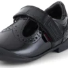 Bridie Brogue T-Vel Lackleder für Mädchen, schwarz