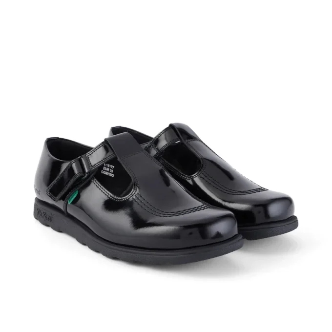 Jugend Damen Fragma T-Bar Lackleder Schwarz