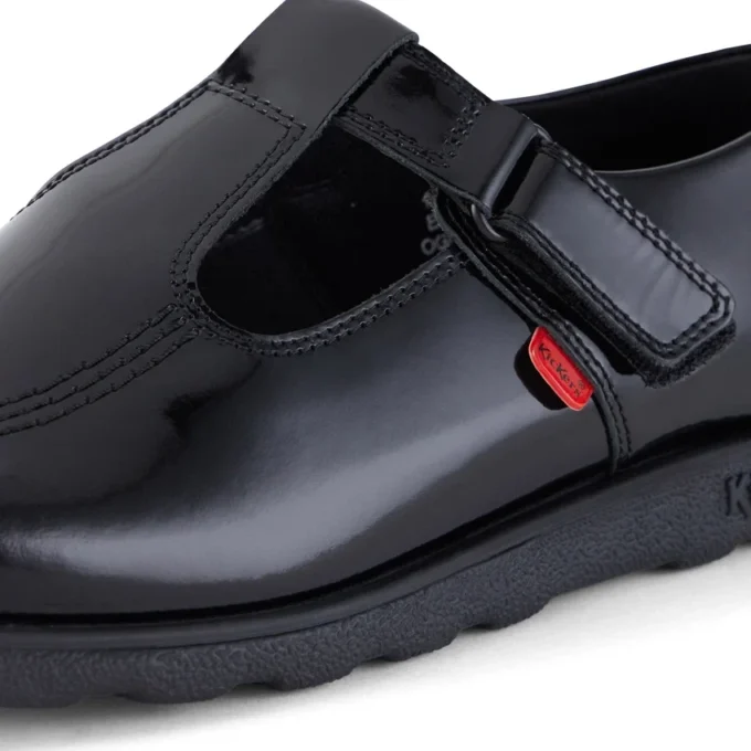 Jugend Damen Fragma T-Bar Lackleder Schwarz