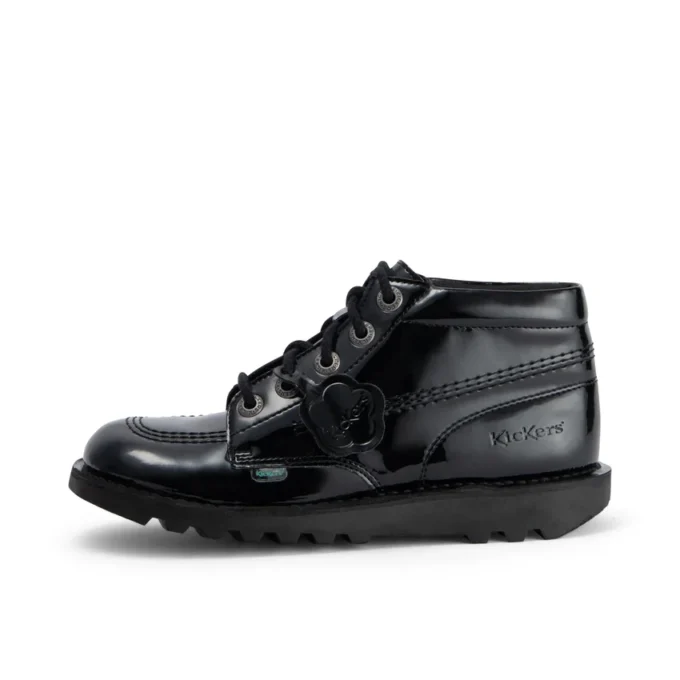 Jugend-Damen-Kick Hi-Leder-Alternative-Lackleder-Schwarz
