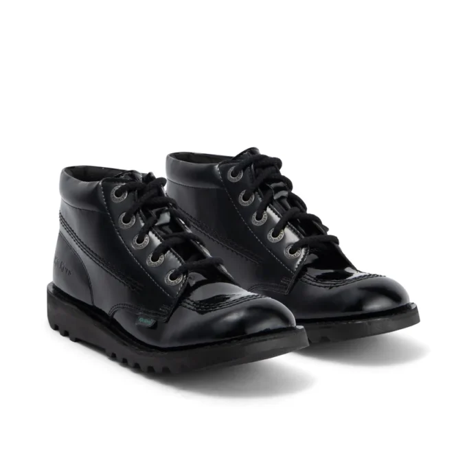 Jugend-Damen-Kick Hi-Leder-Alternative-Lackleder-Schwarz