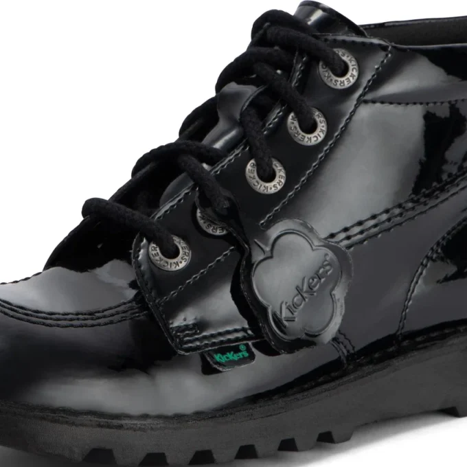 Jugend-Damen-Kick Hi-Leder-Alternative-Lackleder-Schwarz