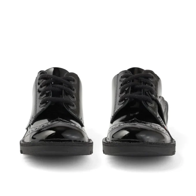 Jugend-Damen Kick Lo Brogue Lackleder Schwarz