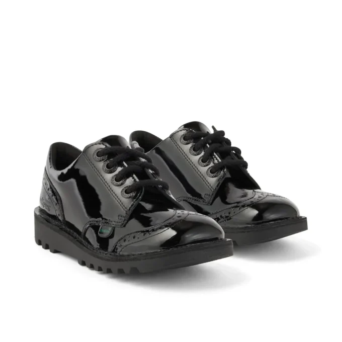 Jugend-Damen Kick Lo Brogue Lackleder Schwarz