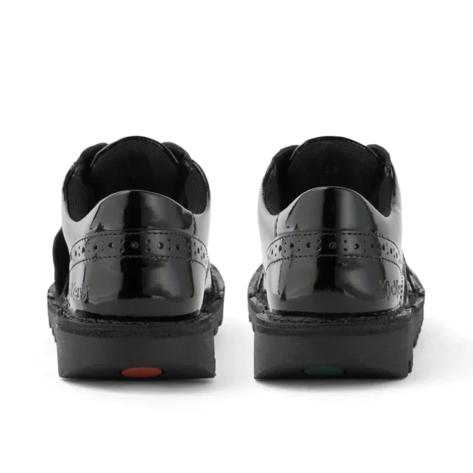 Jugend-Damen Kick Lo Brogue Lackleder Schwarz