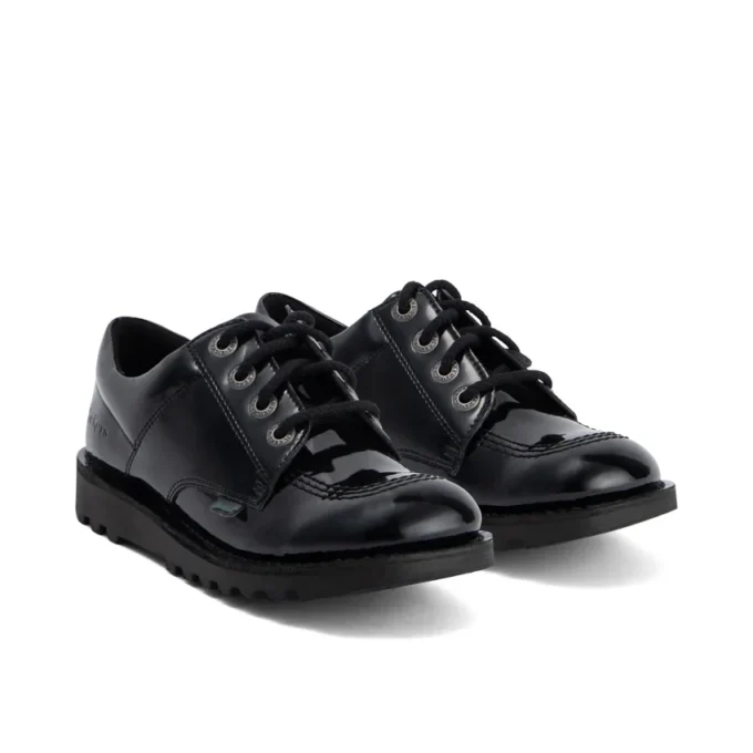 Jugend-Damen Kick Lo Lederimitat Lackleder Schwarz