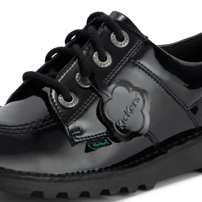 Jugend-Damen Kick Lo Lederimitat Lackleder Schwarz
