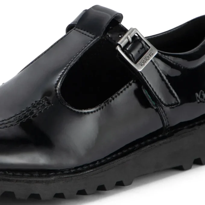 Jugend Damen Kick T-Bar Lederalternative Lackleder Schwarz Jugend Damen Kick T-Bar Lederalternative Lackleder Schwarz
