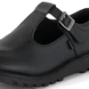Jugend-Damen Kick T-Bar Lederimitat Schwarz