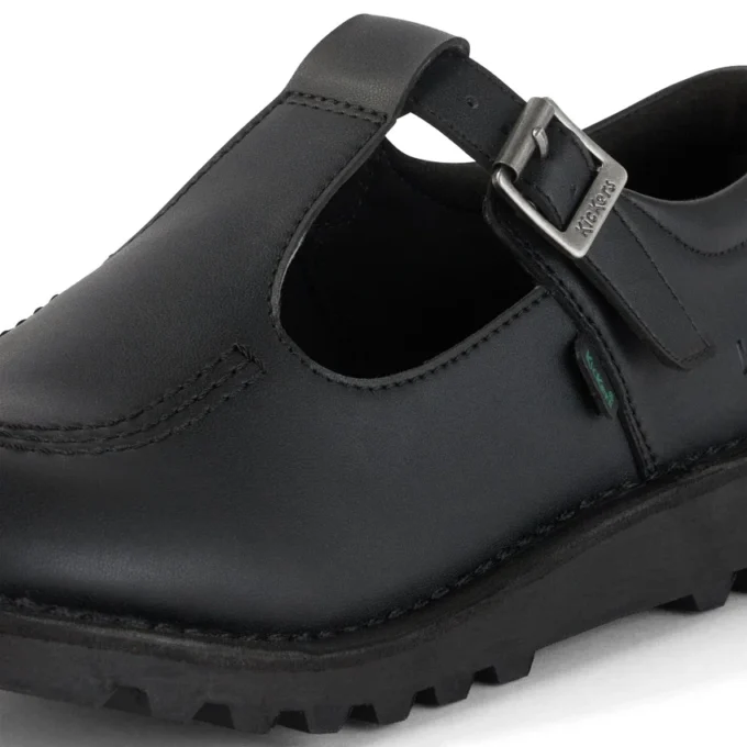 Jugend-Damen Kick T-Bar Lederimitat Schwarz