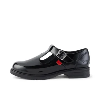 Jugend Damen Lach T-Bar Leder Schwarz