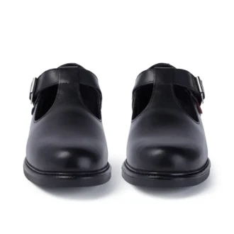 Jugend Damen Lach T-Bar Leder Schwarz