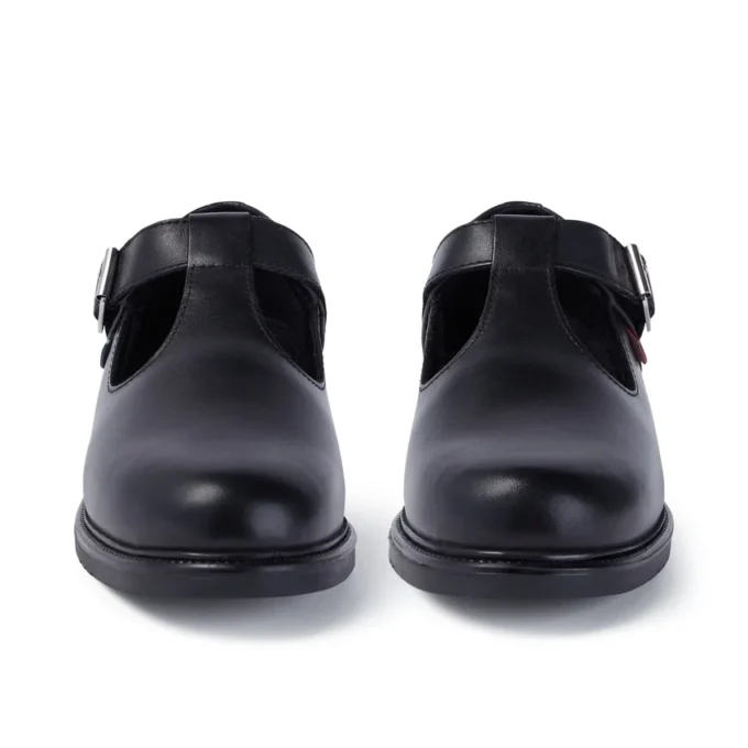Jugend Damen Lach T-Bar Leder Schwarz