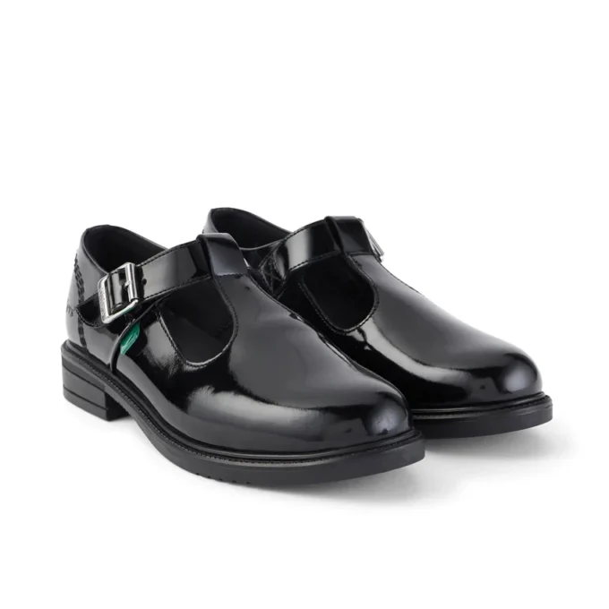 Jugend Damen Lach T-Bar Leder Schwarz Jugend Damen Lach T-Bar Leder Schwarz