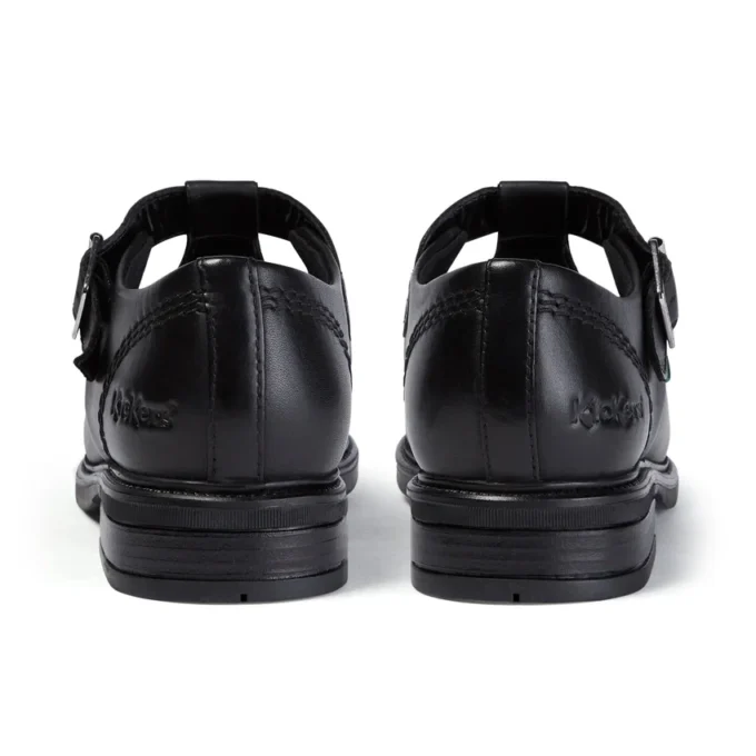Jugend Damen Lach T-Bar Leder Schwarz