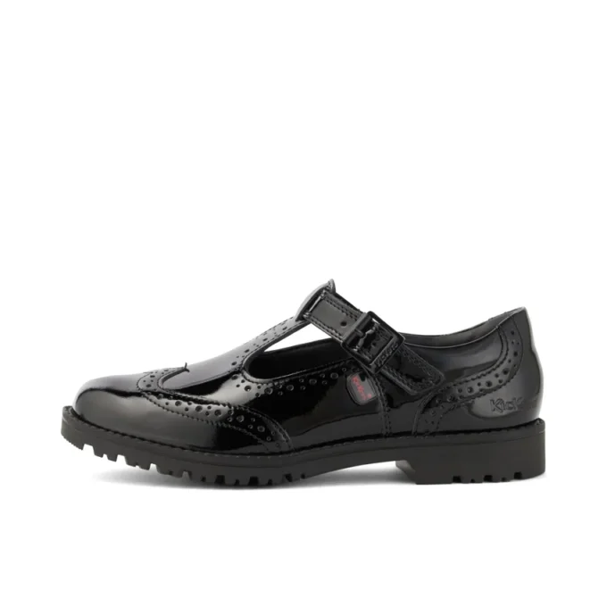Jugend-Damen Lachly Brogue T-Bar Lackleder Schwarz