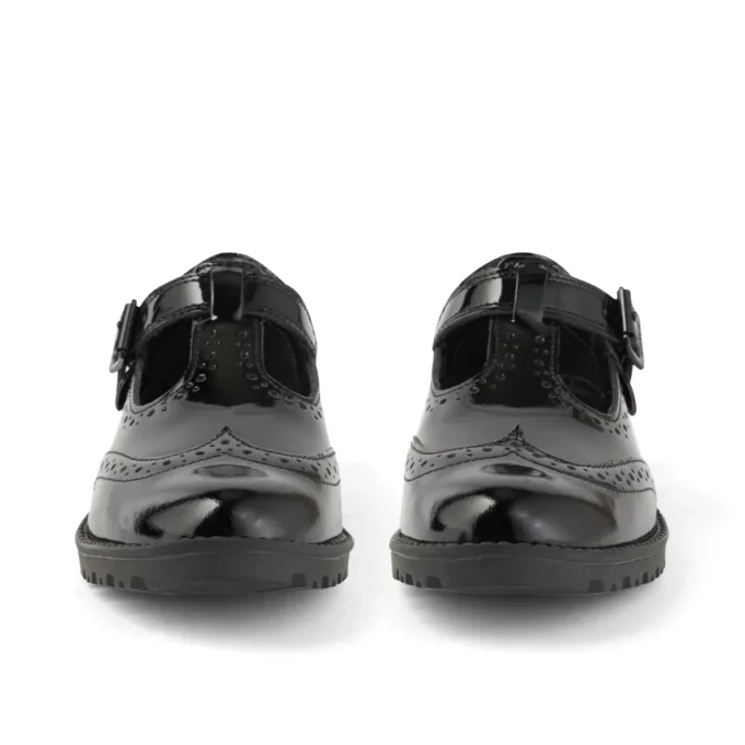 Jugend-Damen Lachly Brogue T-Bar Lackleder Schwarz
