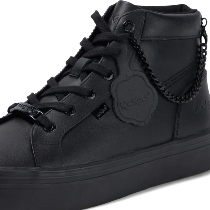Jugend Damen Tovni Hi Stack Chain Leder Schwarz