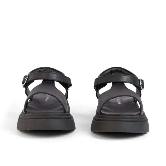 Jugend-Damenschuhe Kenzi Ledersandalen Schwarz