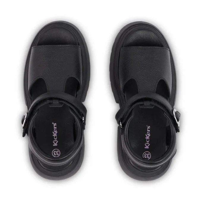 Jugend-Damenschuhe Kenzi Ledersandalen Schwarz