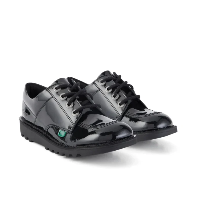 Jugend Unisex Kick Lo Lackleder Schwarz
