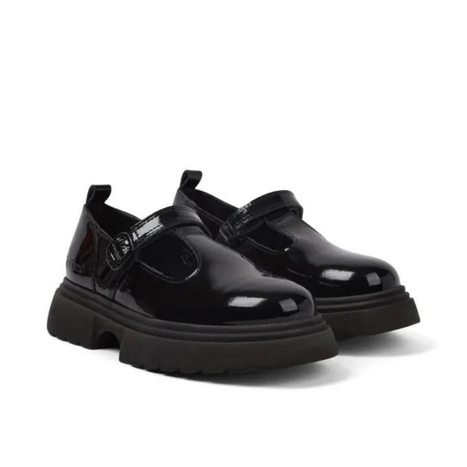 Junior Damen Kenzi T-Bar Lackleder Schwarz