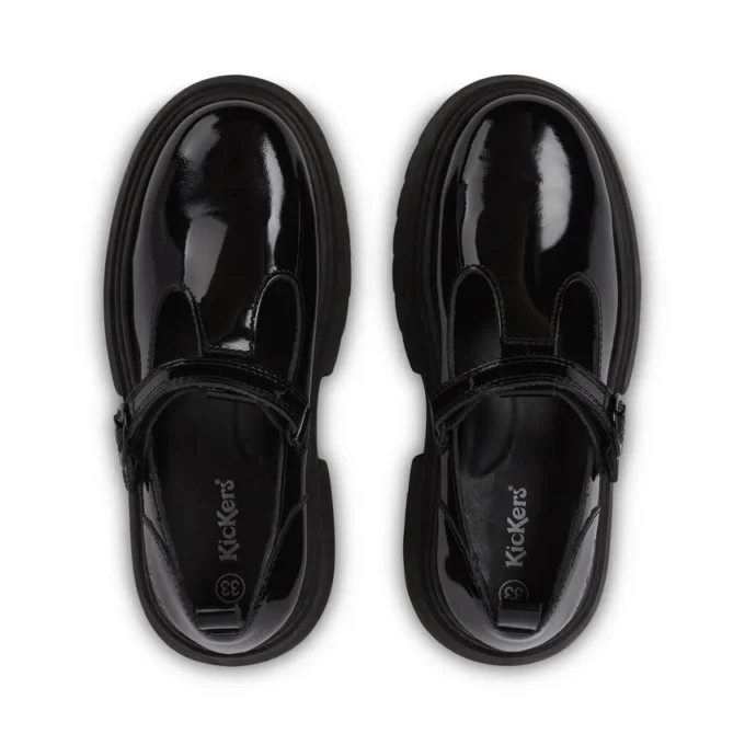Junior Damen Kenzi T-Bar Lackleder Schwarz