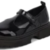 Junior Damen Kenzi T-Bar Lackleder Schwarz