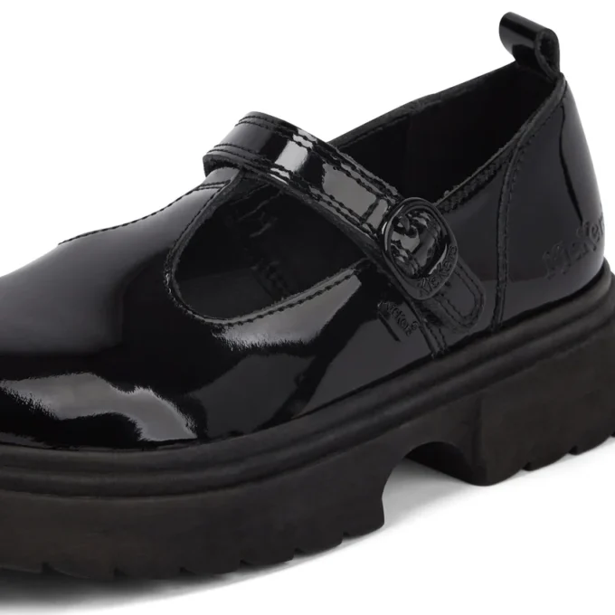 Junior Damen Kenzi T-Bar Lackleder Schwarz