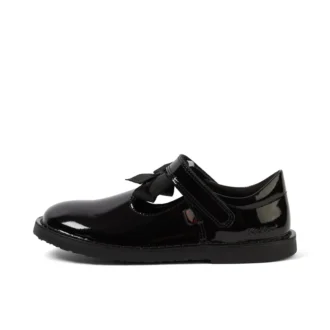 Junior Mädchen Adlar T-Bar-Schleifenstiefel aus Lackleder, schwarz Junior Mädchen Adlar T-Bar-Schleifenstiefel aus Lackleder, schwarz