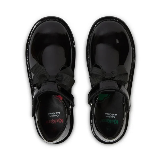 Junior Mädchen Adlar T-Bar-Schleifenstiefel aus Lackleder, schwarz Junior Mädchen Adlar T-Bar-Schleifenstiefel aus Lackleder, schwarz