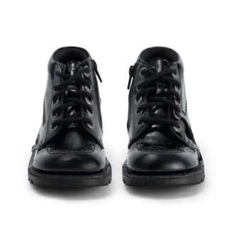 Junior Mädchen Kick Hi Zip Lederimitat Lackleder Schwarz