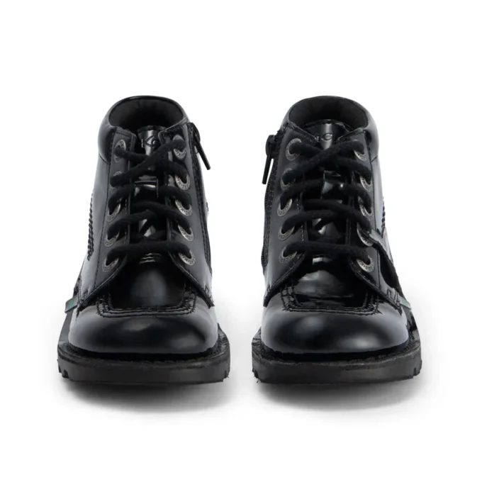 Junior Mädchen Kick Hi Zip Lederimitat Lackleder Schwarz Junior Mädchen Kick Hi Zip Lederimitat Lackleder Schwarz