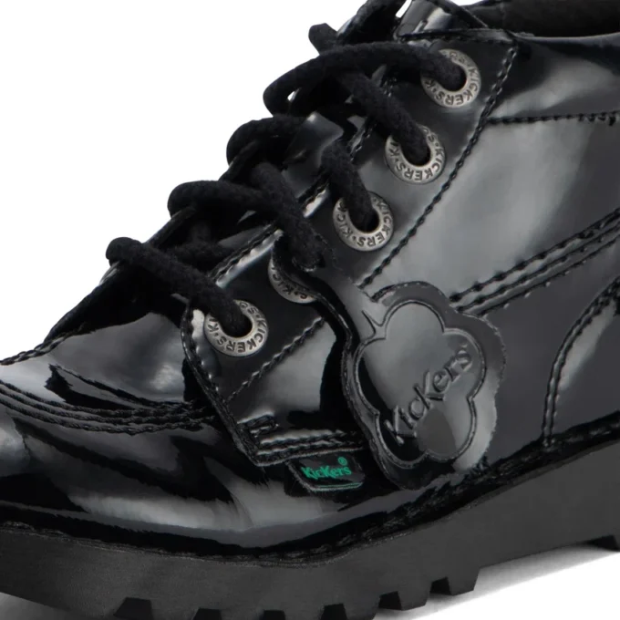 Junior Mädchen Kick Hi Zip Lederimitat Lackleder Schwarz Junior Mädchen Kick Hi Zip Lederimitat Lackleder Schwarz