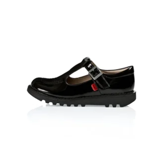 Junior Mädchen Kick T-Bar Lackleder Schwarz