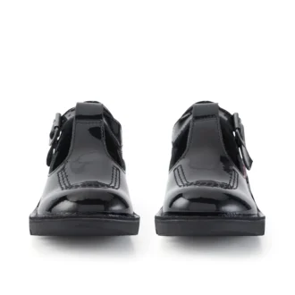 Junior Mädchen Kick T-Bar Lackleder Schwarz