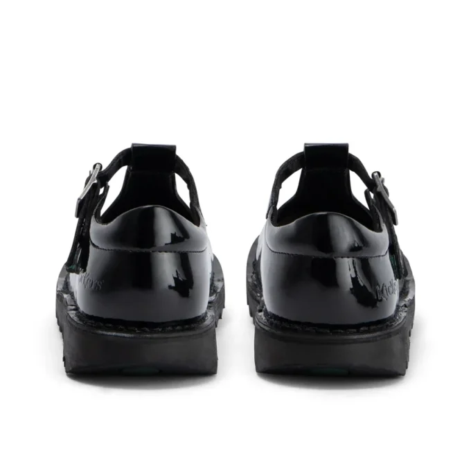 Junior Mädchen Kick T-Bar Lederalternative Lackleder Schwarz Junior Mädchen Kick T-Bar Lederalternative Lackleder Schwarz