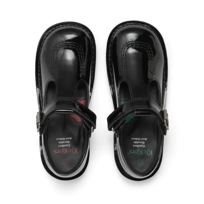 Junior Mädchen Kick T-Bar Vel Lackleder Schwarz Junior Mädchen Kick T-Bar Vel Lackleder Schwarz