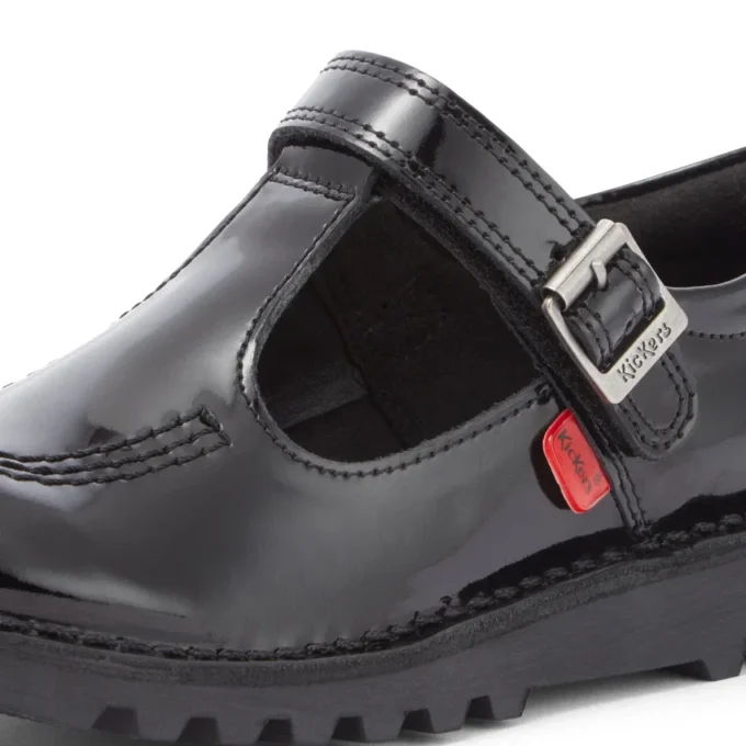 Junior Mädchen Kick T-Bar Vel Lackleder Schwarz Junior Mädchen Kick T-Bar Vel Lackleder Schwarz