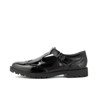 Junior Mädchen Lachly Brogue T-Bar Lackleder Schwarz