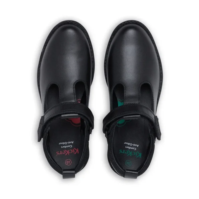 Junior Mädchen Lachly T-Bar Leder Schwarz Junior Mädchen Lachly T-Bar Leder Schwarz