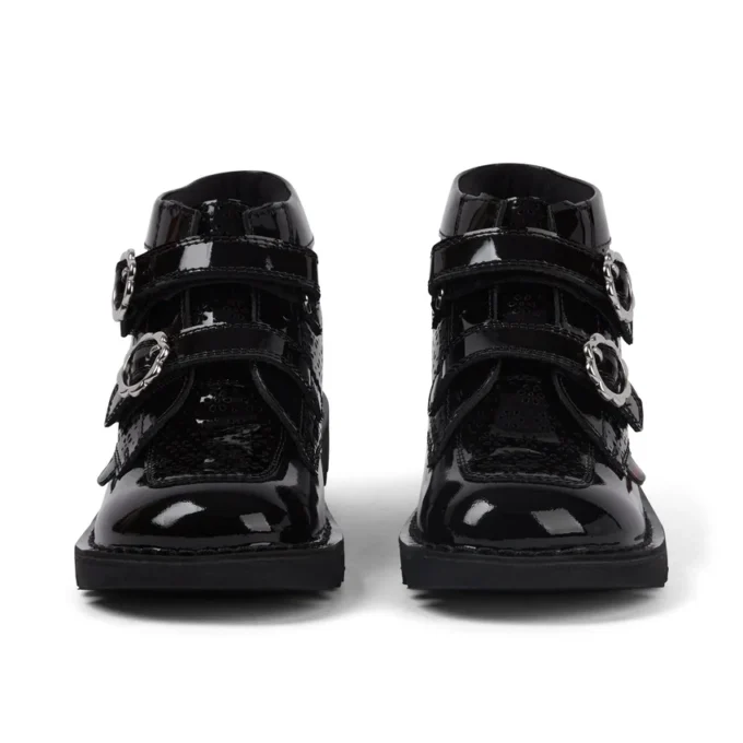 Junior-Mädchen-Stiefel Kick Hi Meadow aus Lackleder, schwarz Junior-Mädchen-Stiefel Kick Hi Meadow aus Lackleder, schwarz