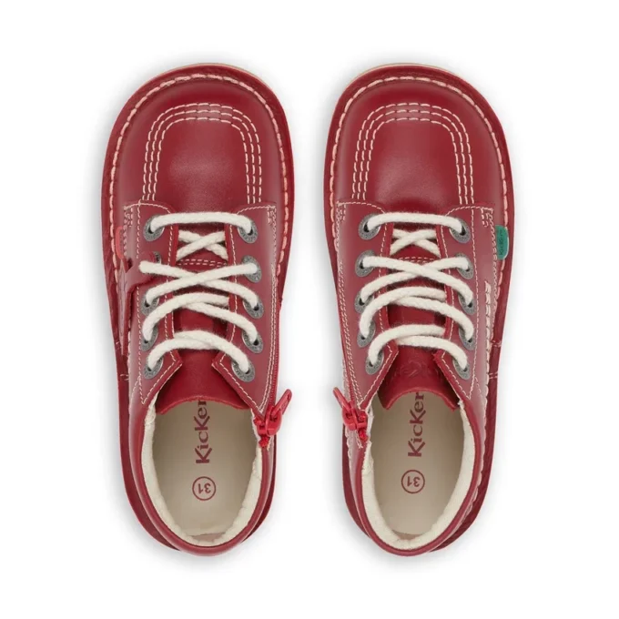 Junior Unisex Kick Hi Zip Leder Rot Junior Unisex Kick Hi Zip Leder Rot