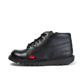 Junior Unisex Kick Hi Zip Leder Schwarz