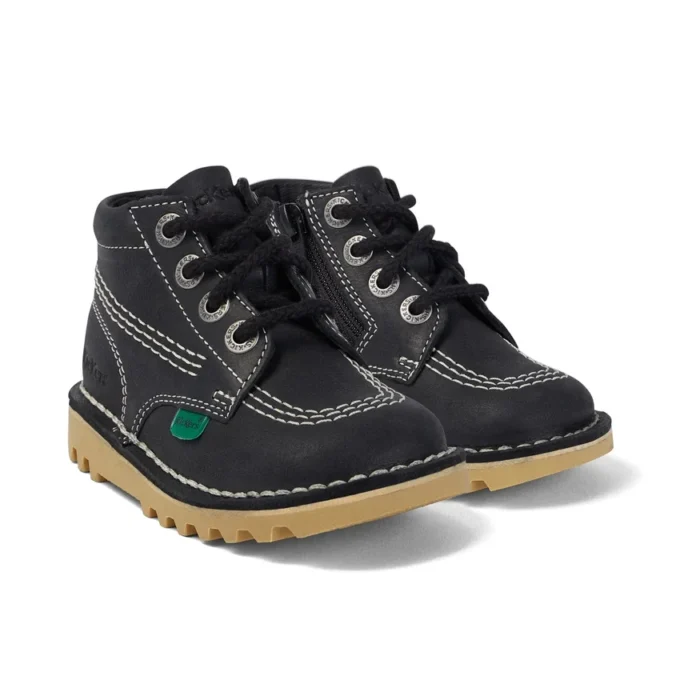 Junior Unisex Kick Hi Zip Leder Schwarz/Weiß Junior Unisex Kick Hi Zip Leder Schwarz/Weiß
