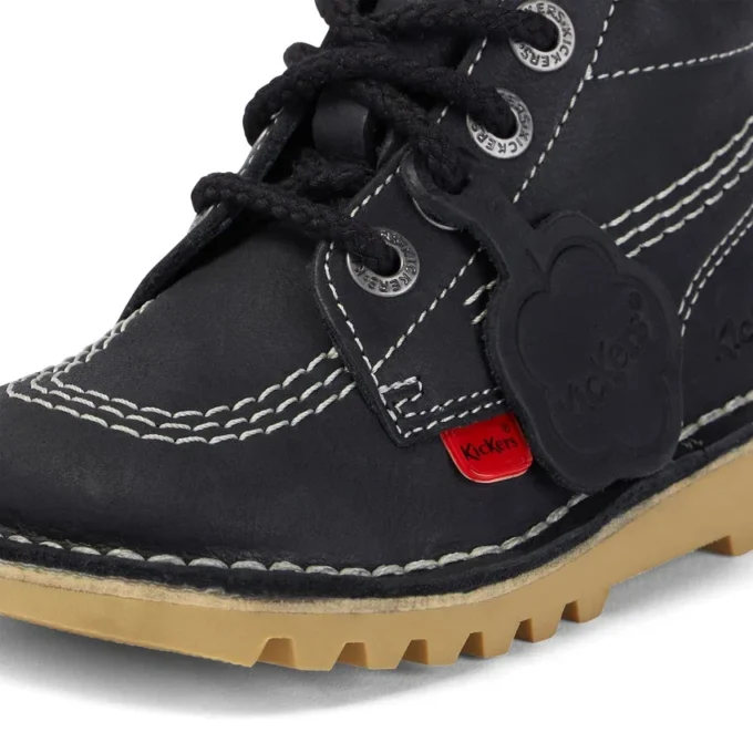 Junior Unisex Kick Hi Zip Leder Schwarz/Weiß Junior Unisex Kick Hi Zip Leder Schwarz/Weiß