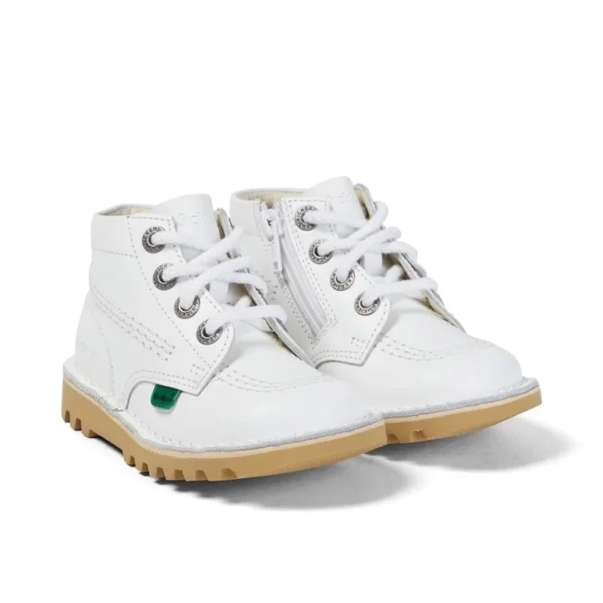 Baby Unisex Kick Hi Zip Leder Weiß